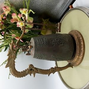 Tibetan Buddist Prayer Gong Bell Asian Dragon Chinese Vintage Bell Temple Gong